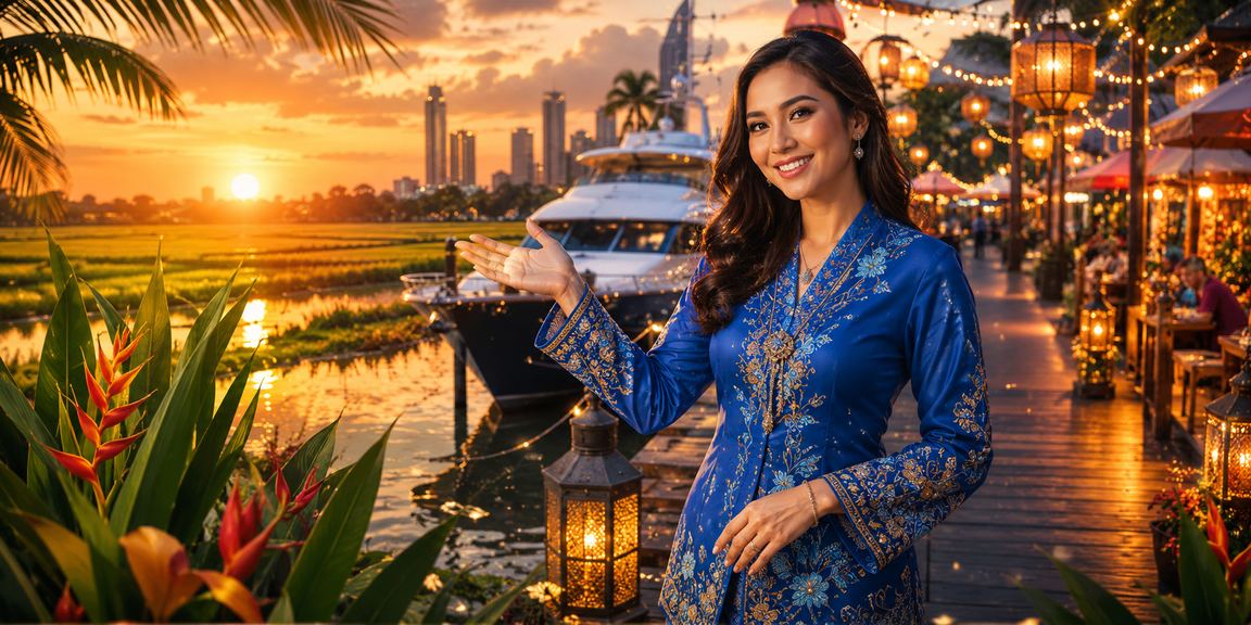 Pemain wanita Kedah bermain di platform kasino inz9 dengan pakaian baju kurung tradisional